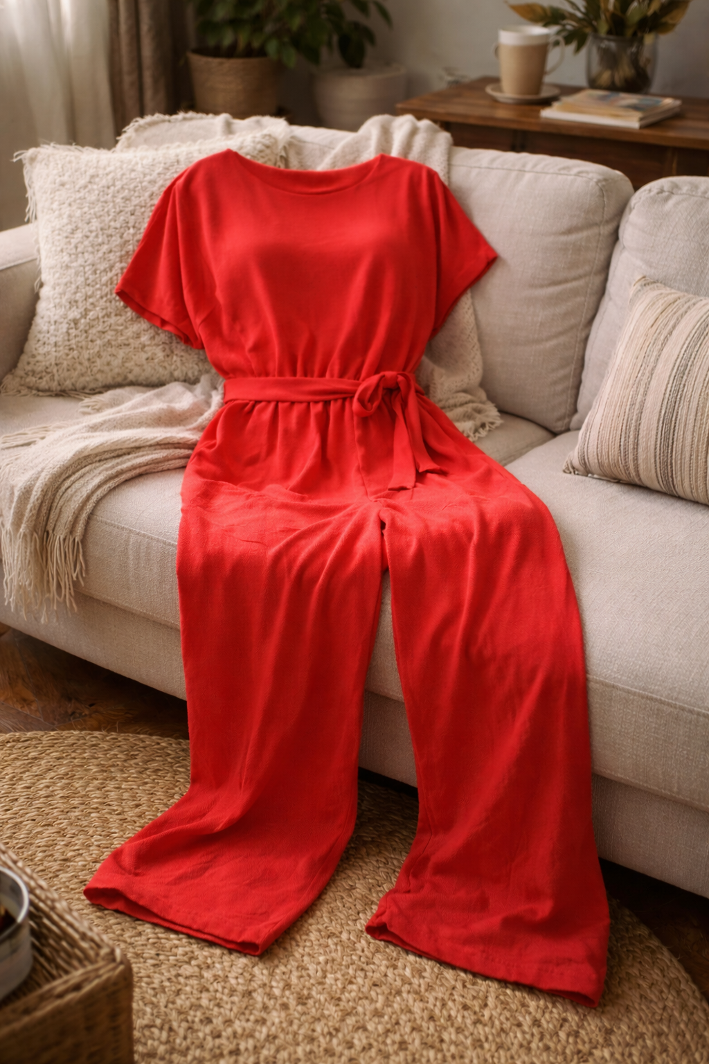 Women's Relaxed Belted Jumpsuit – Wide Leg Formal Occasion Jumpsuit