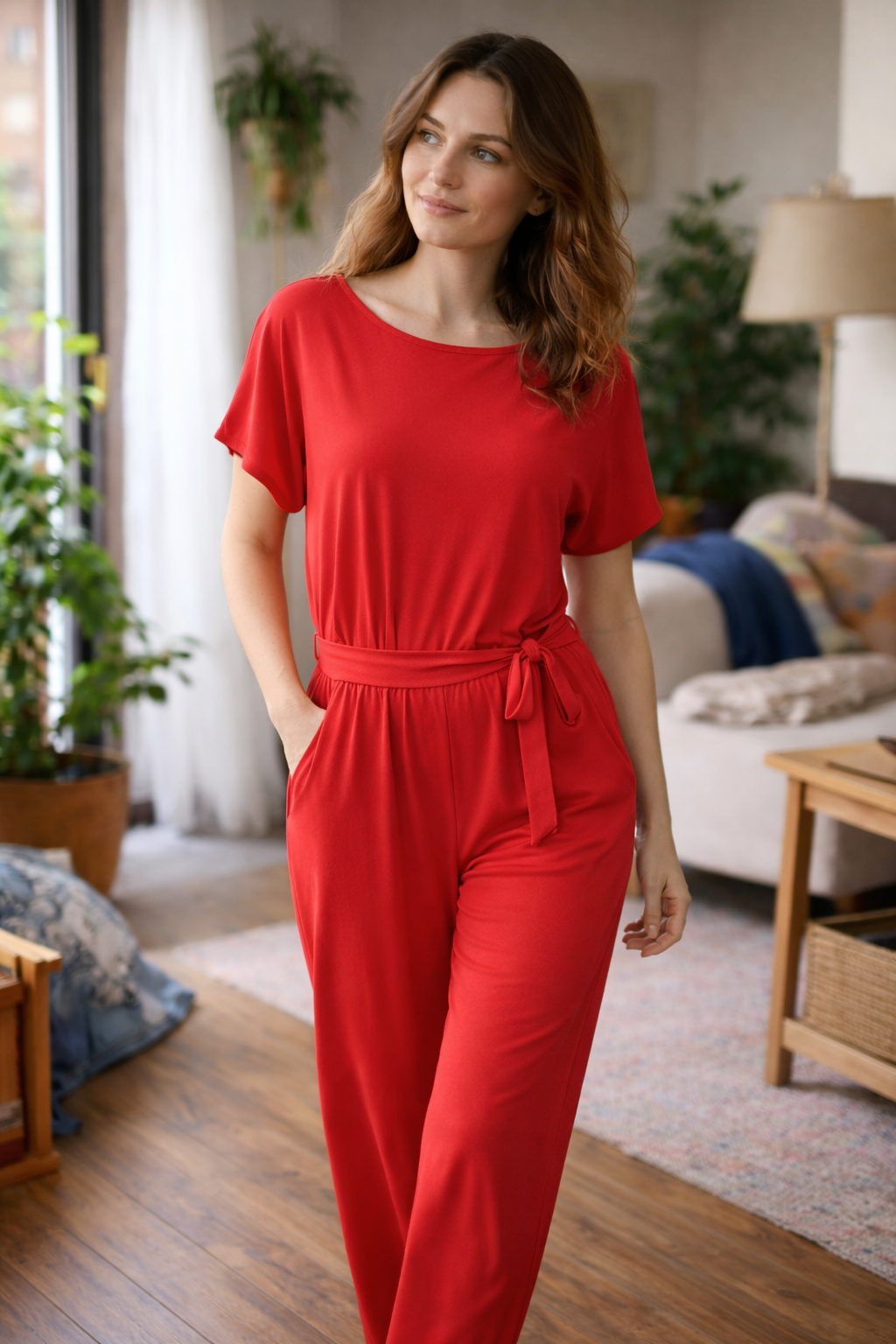 Women's Relaxed Belted Jumpsuit – Wide Leg Formal Occasion Jumpsuit