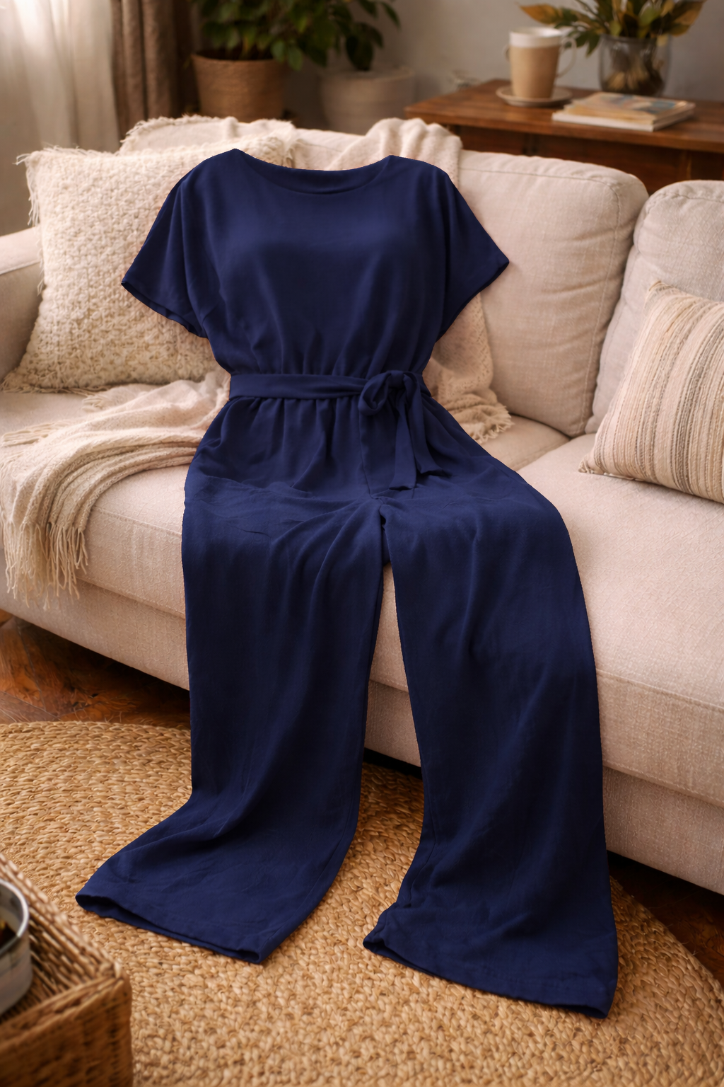 Women's Relaxed Belted Jumpsuit – Wide Leg Formal Occasion Jumpsuit