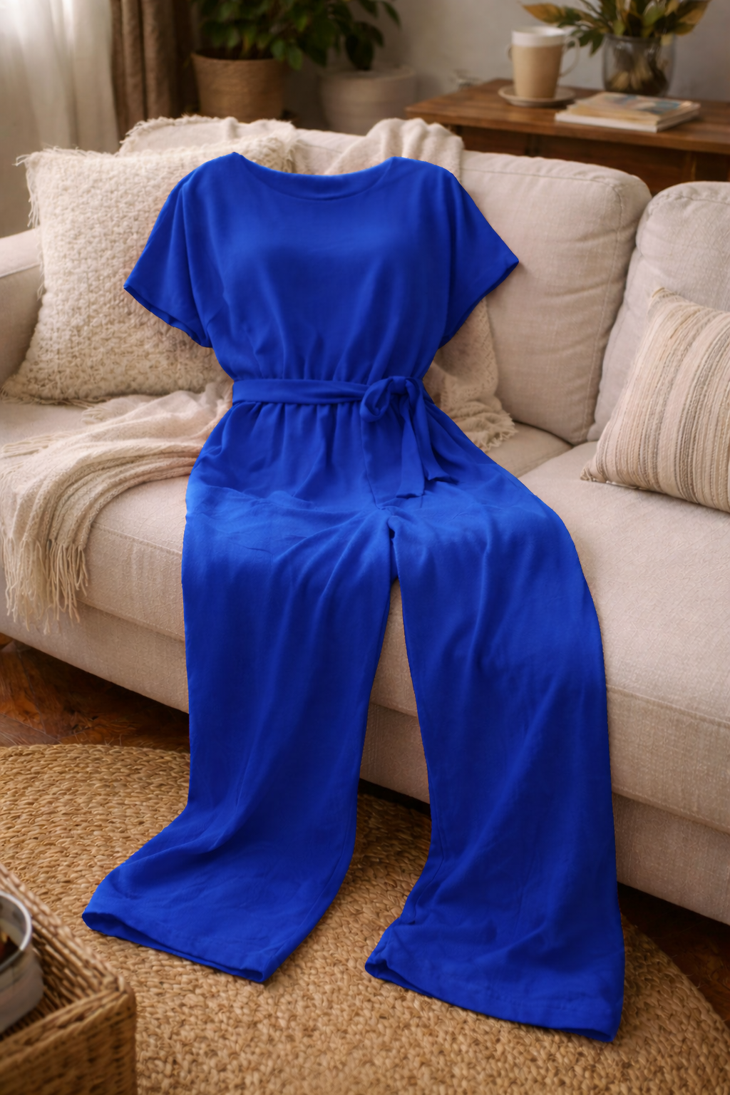 Women's Relaxed Belted Jumpsuit – Wide Leg Formal Occasion Jumpsuit