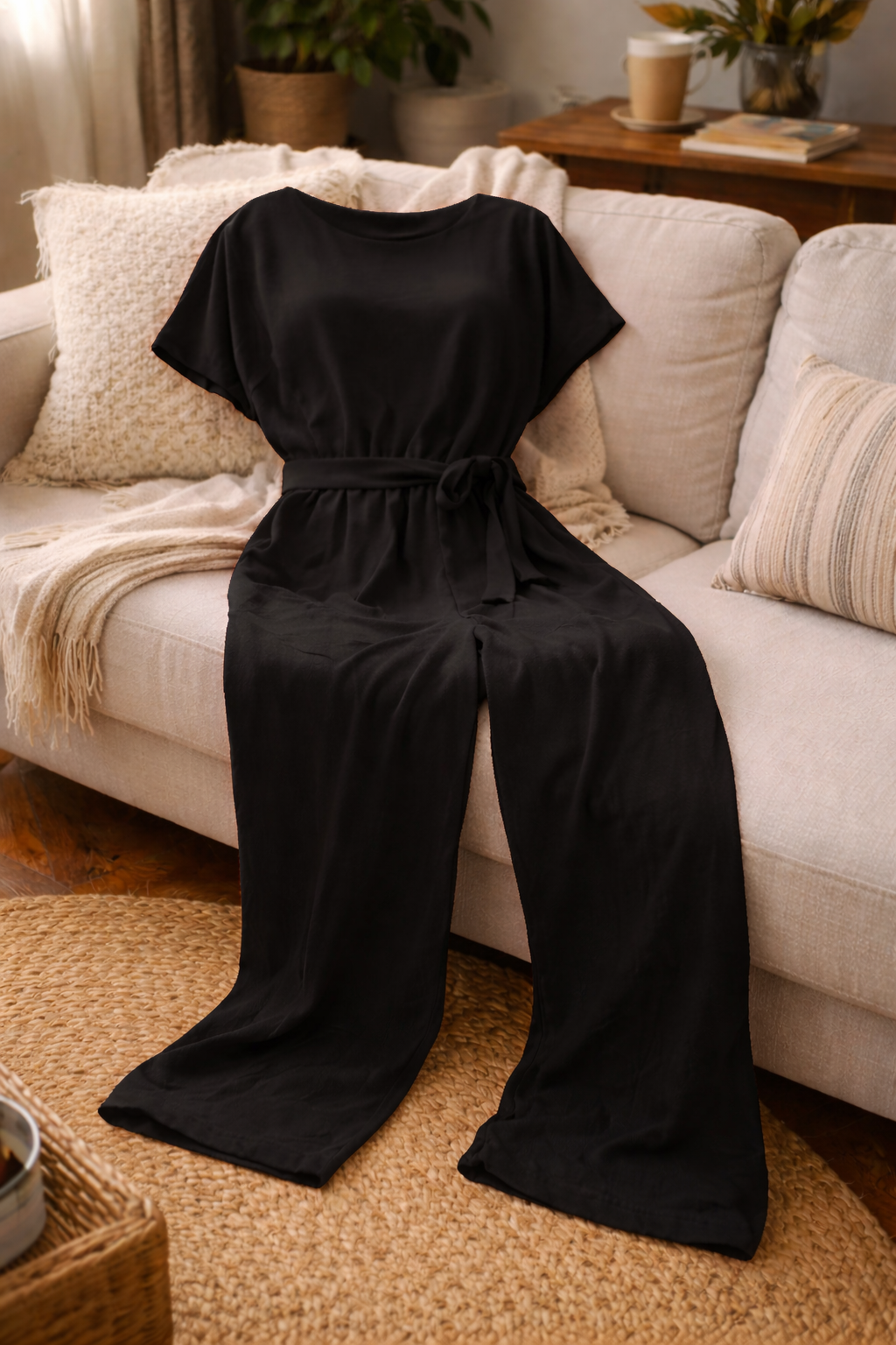 Women's Relaxed Belted Jumpsuit – Wide Leg Formal Occasion Jumpsuit