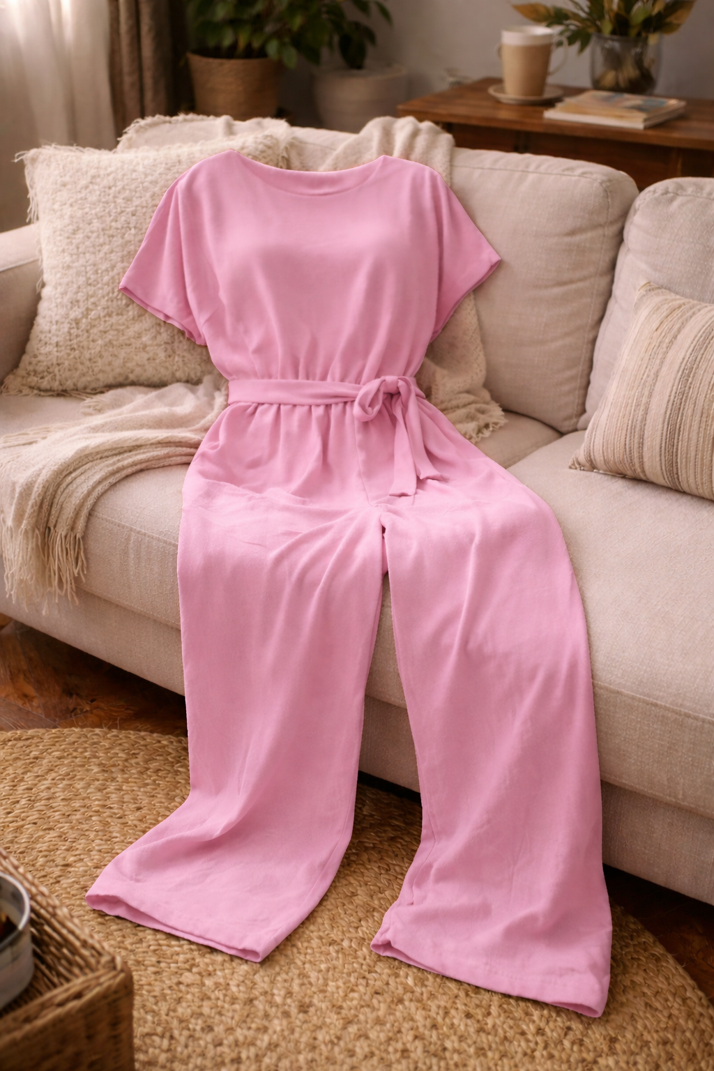 Women's Relaxed Belted Jumpsuit – Wide Leg Formal Occasion Jumpsuit