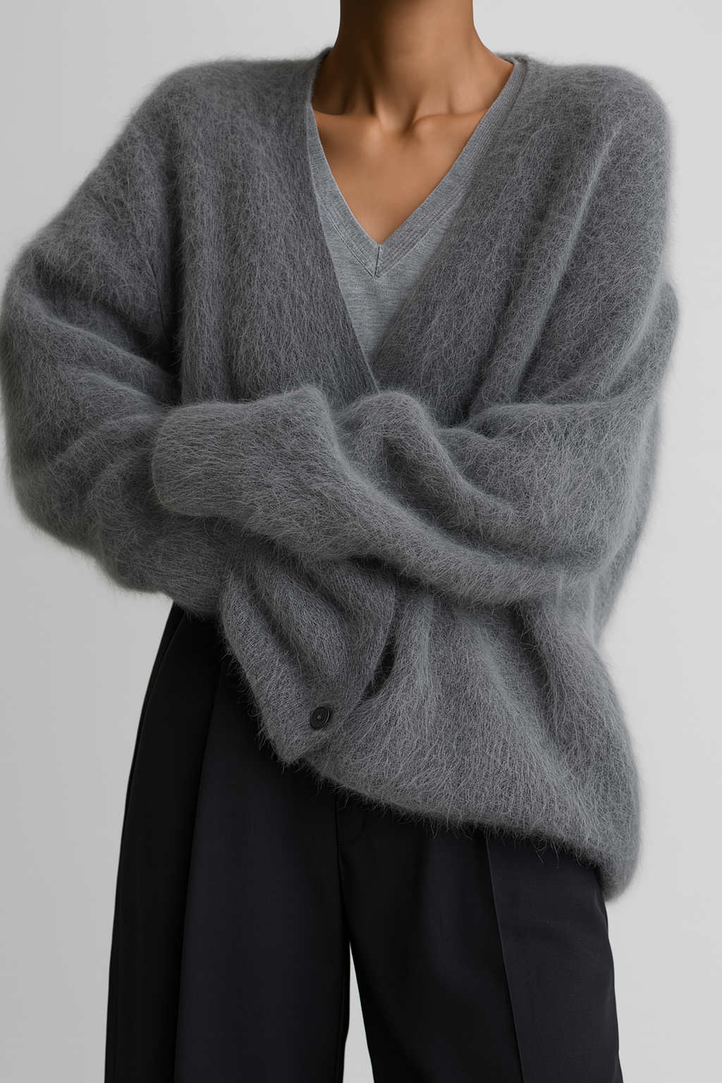 Women's Button Front Ribbed Cardigan – Relaxed Long Sleeve Cardigan