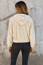 Women's Ribbed Hoodie Jacket – Zip Front Casual Jacket