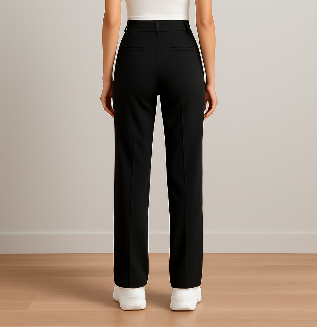 Women's Straight Leg Seam Detail Pants – High Waist Tailored Trousers