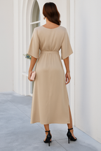 Women's V-Neck Spring Midi Dress – Flowy Day Occasion Dress