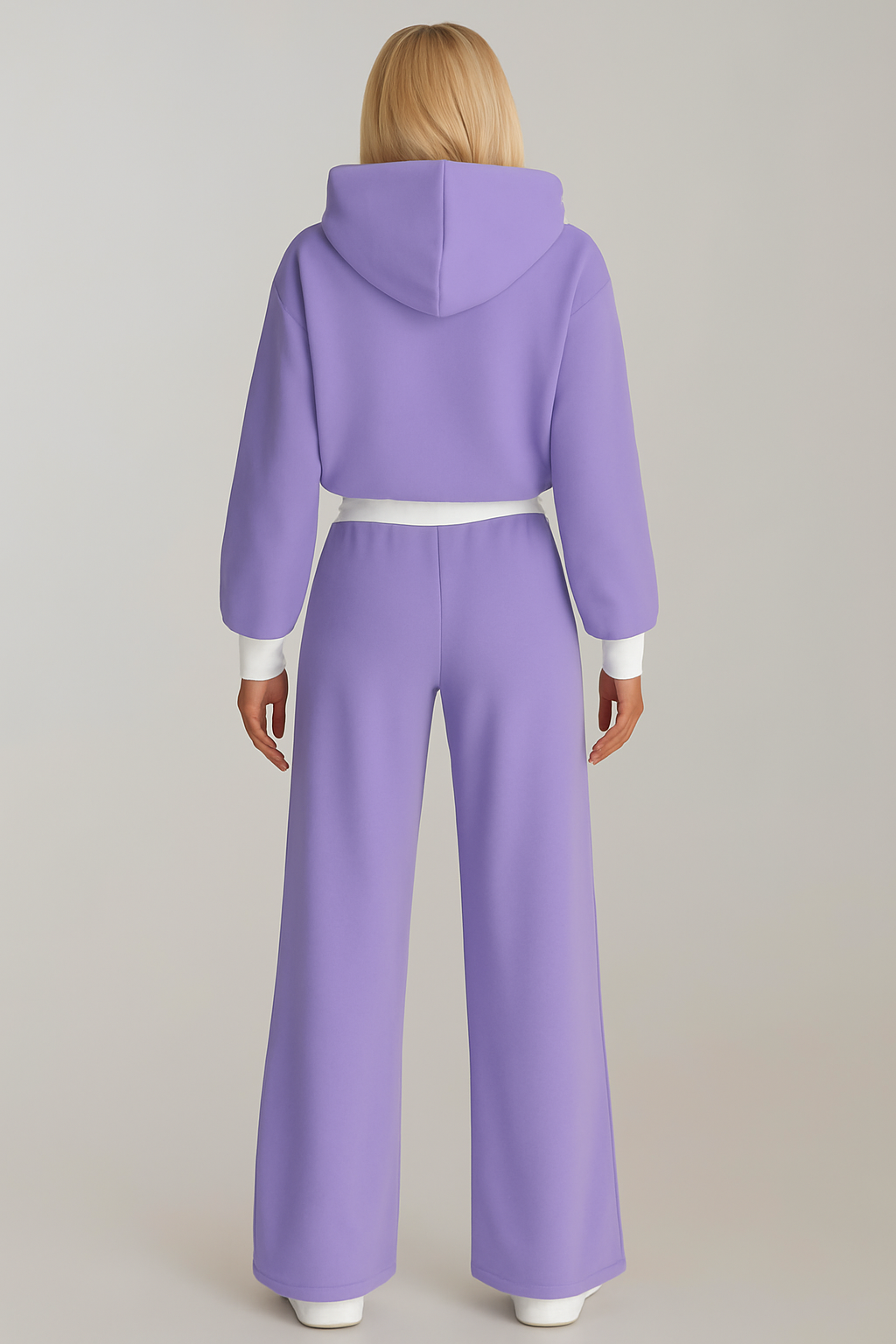 Women's Cropped Hoodie Tracksuit – High Waist Wide Leg Set