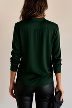 Women's Deep V-Neck Relaxed Blouse – Flowy Casual Blouse