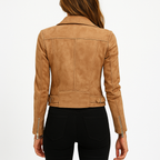 Women's Faux Suede Moto Jacket – Cropped Biker Jacket