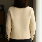 Women's Wool Blend Cardigan – Textured Button Pocket Cardigan