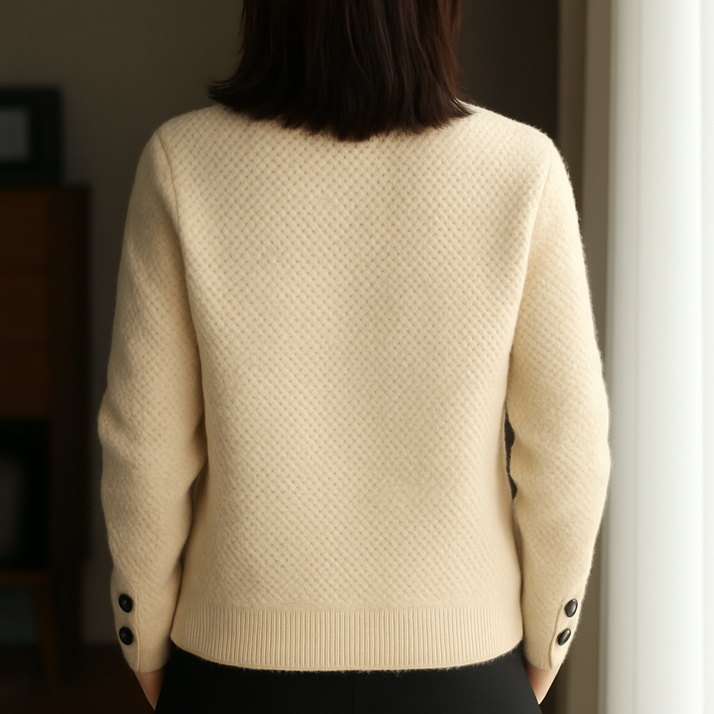 Women's Wool Blend Cardigan – Textured Button Pocket Cardigan