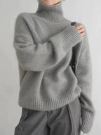 Women's Funnel Neck Sweater – Soft Rib Knit Jumper