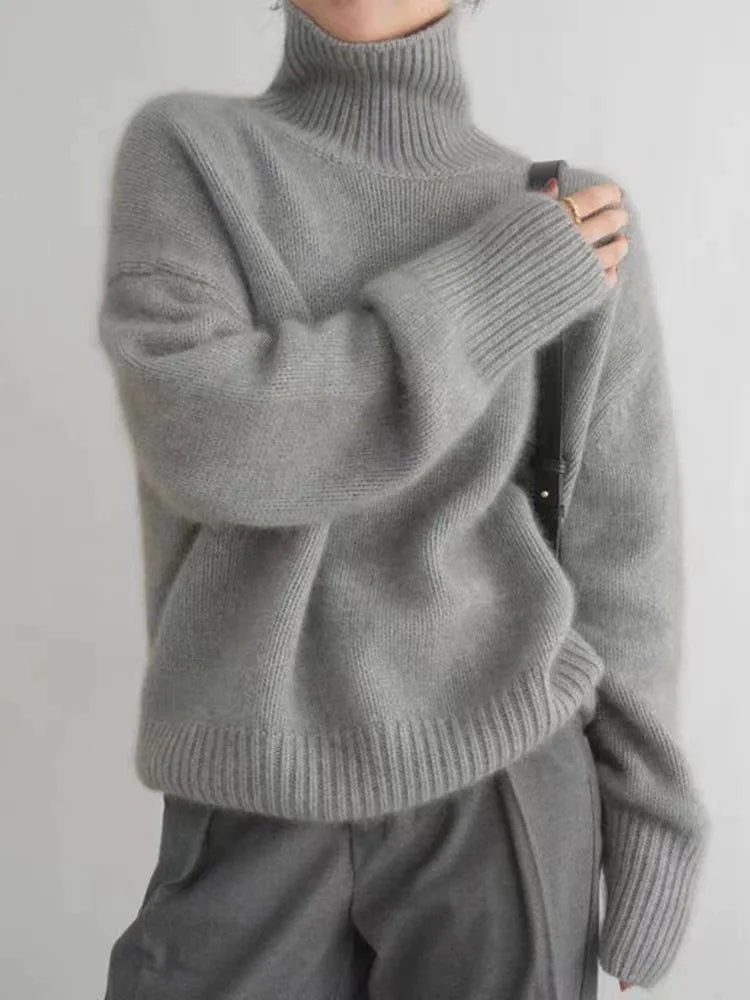 Women's Funnel Neck Sweater – Soft Rib Knit Jumper