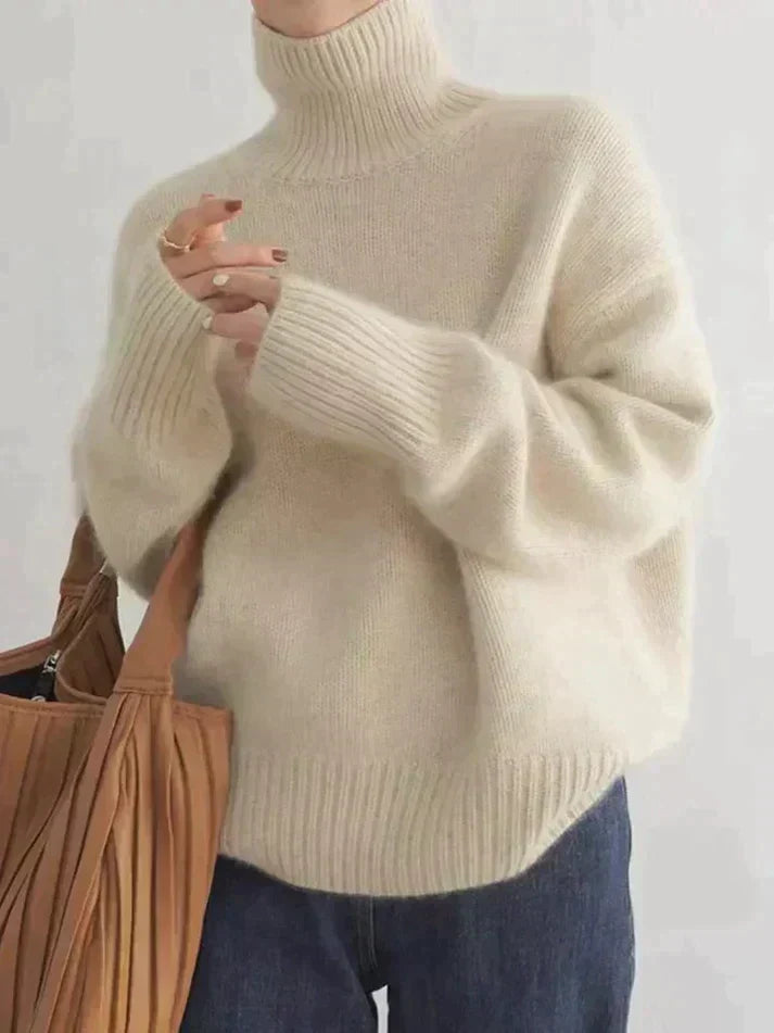 Women's Fitted Ribbed Turtleneck Sweater – High Neck Long Sleeve Pullover