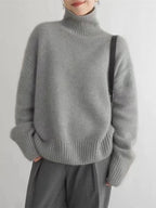 Women's Funnel Neck Sweater – Soft Rib Knit Jumper