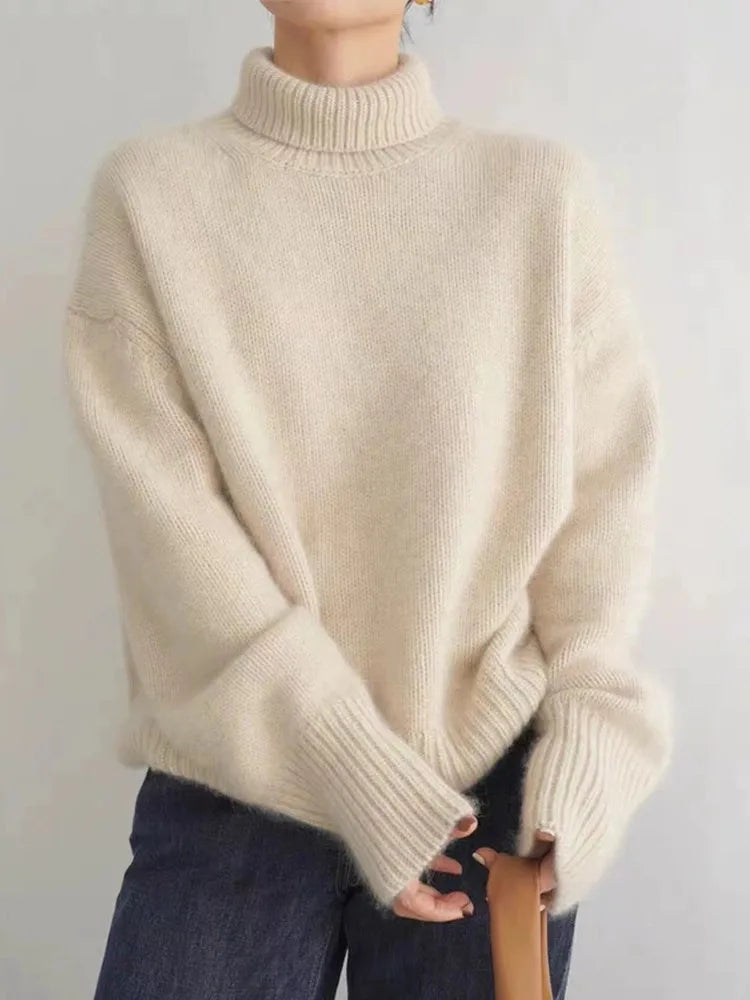 Women's Funnel Neck Sweater – Soft Rib Knit Jumper
