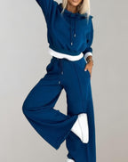Women's Hooded Sweat Set – Wide Leg Casual Tracksuit