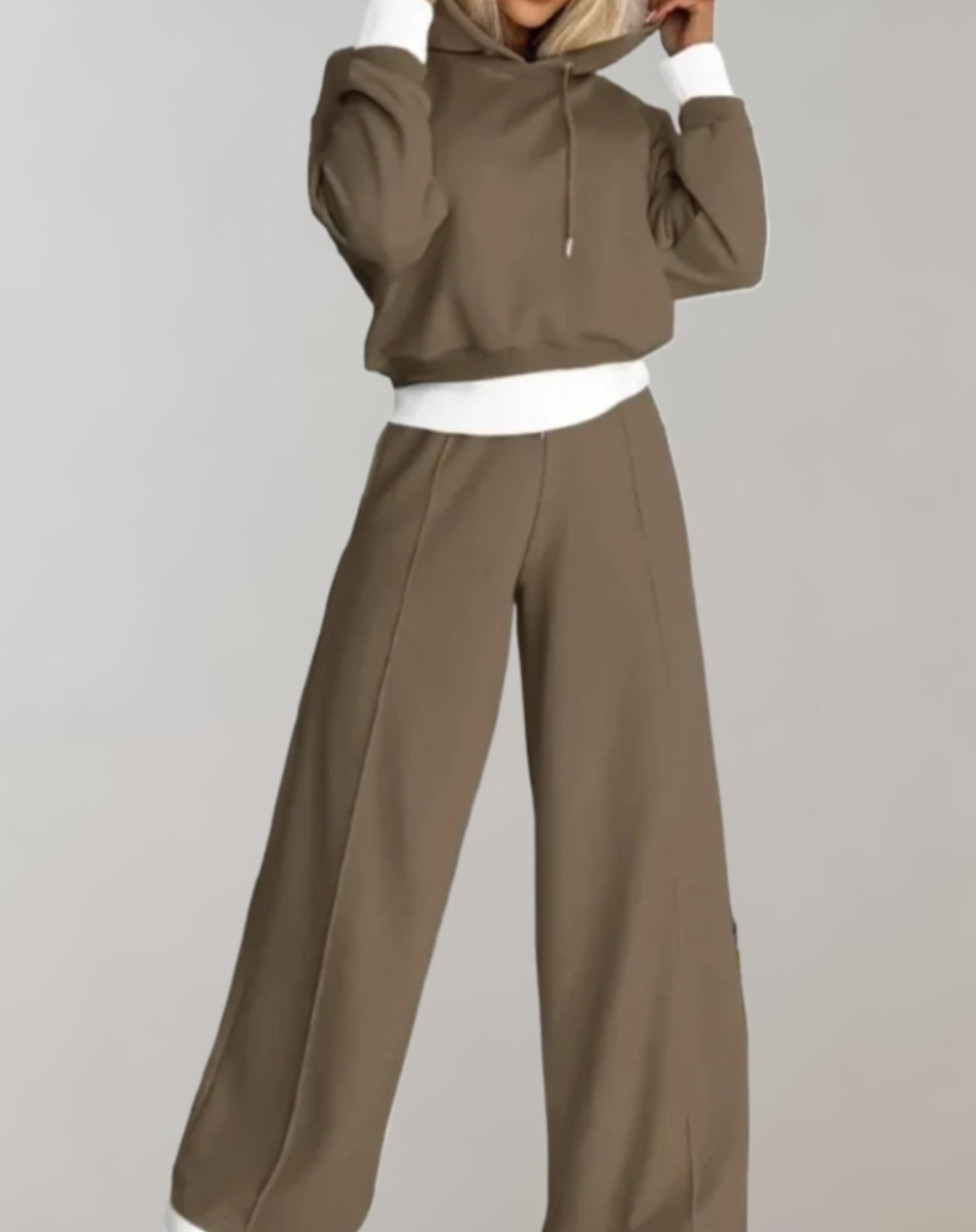 Women's Hooded Sweat Set – Wide Leg Casual Tracksuit