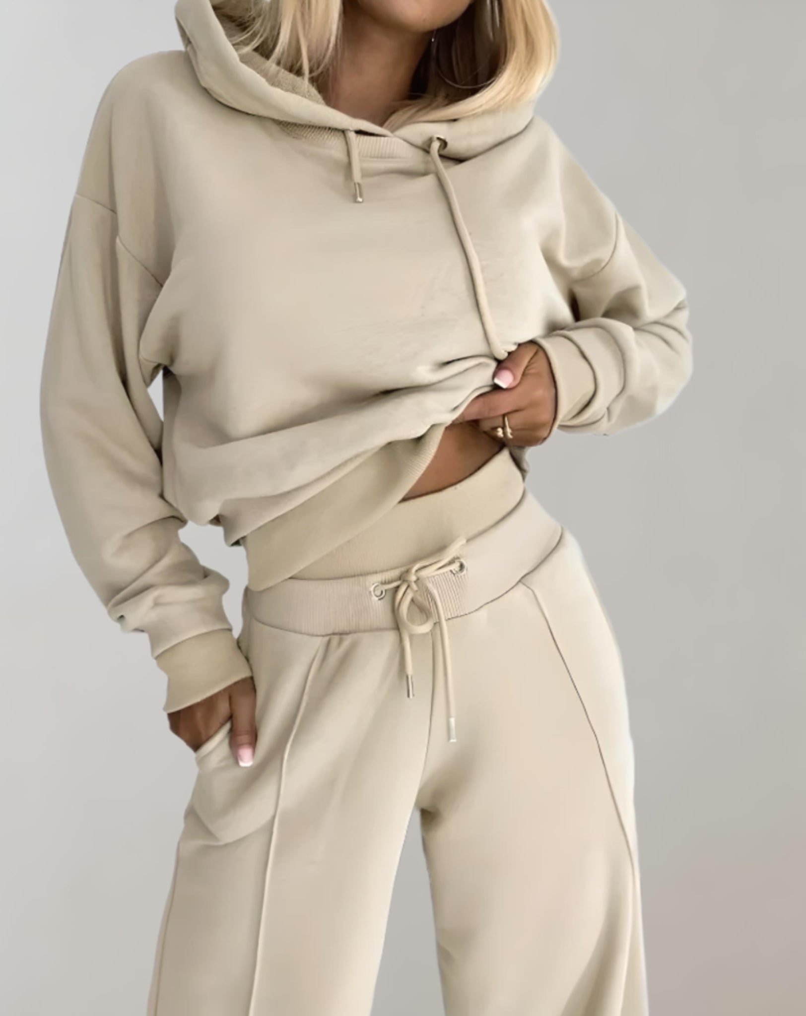 Women's Hooded Sweat Set – Wide Leg Casual Tracksuit