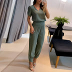 Women's Wide Leg Blouse Set – Long Sleeve Top & Matching Trousers