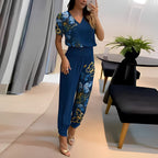 Women's Wide Leg Blouse Set – Long Sleeve Top & Matching Trousers