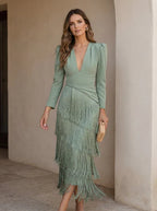 Women's Flowy Wedding Guest Midi Dress – Formal Cocktail Occasion Dress