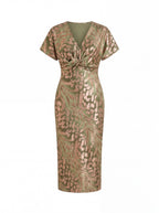 Women's Wrap Occasion Midi Dress – Twist Waist Fitted Dress