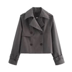 Women's Cropped Trench Coat – Short Double-Breasted Transitional Jacket