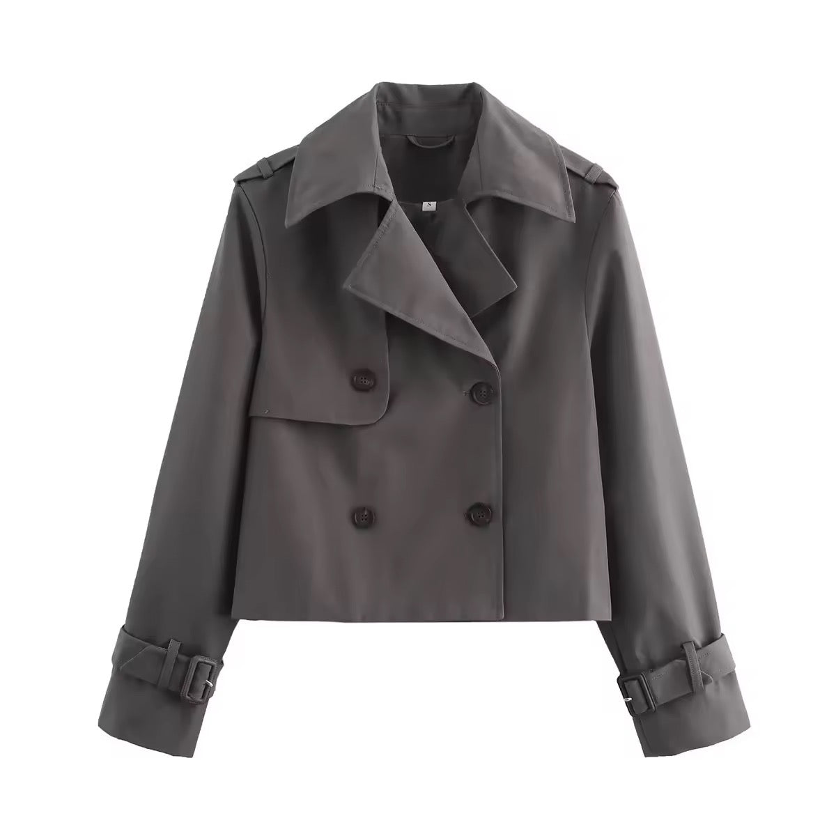 Women's Cropped Trench Coat – Short Double-Breasted Transitional Jacket