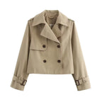 Women's Cropped Trench Coat – Short Double-Breasted Transitional Jacket