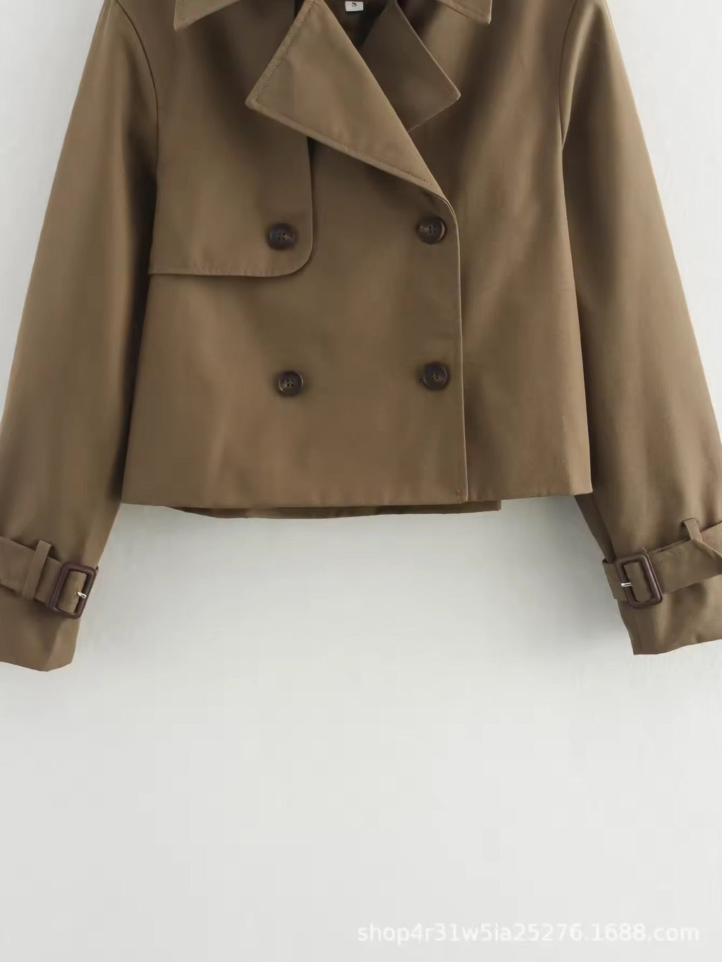 Women's Cropped Trench Coat – Short Double-Breasted Transitional Jacket