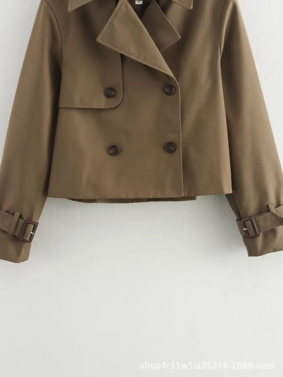 Women's Cropped Trench Coat – Short Double-Breasted Transitional Jacket