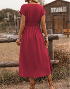 Alanah | V-Neck Wedding Guest Maxi Dress with cinched waist
