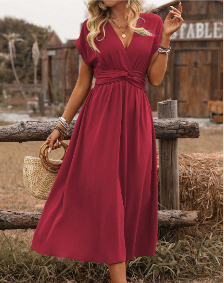 Alanah | V-Neck Wedding Guest Maxi Dress with cinched waist