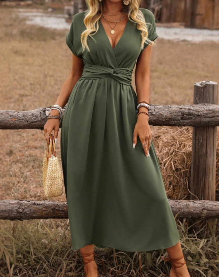 Alanah | V-Neck Wedding Guest Maxi Dress with cinched waist
