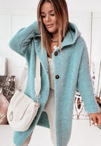 Women's Oversized Hooded Cardigan – Long Button Knit Coat
