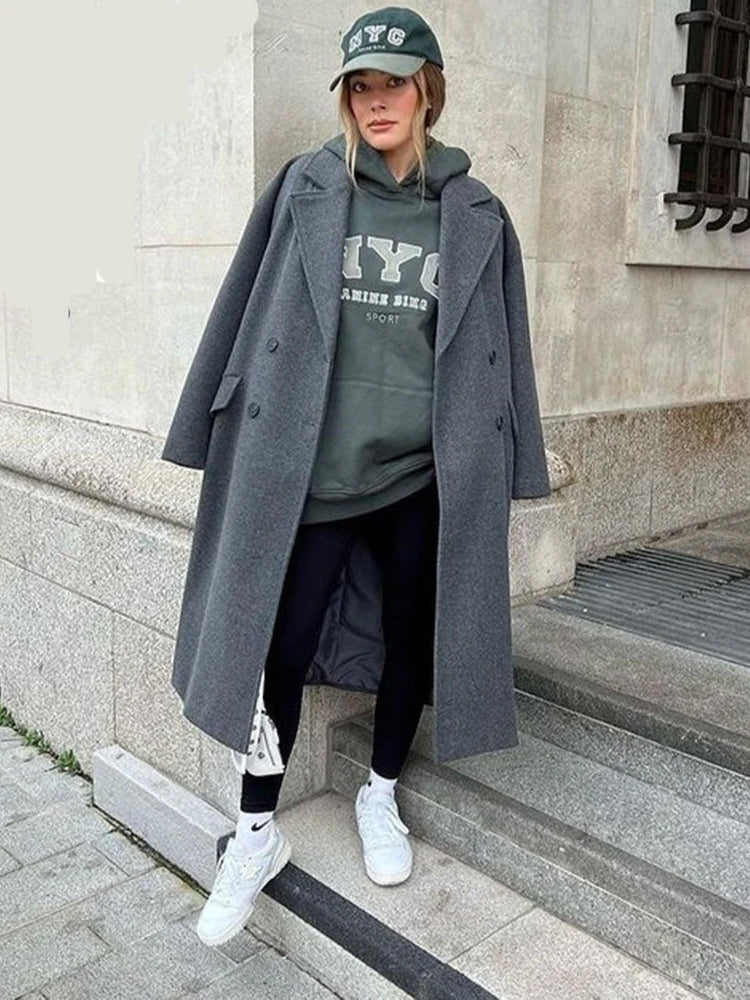 Women's Long Button Trench Coat – Tailored Classic Overcoat