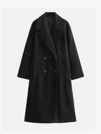 Women's Long Button Trench Coat – Tailored Classic Overcoat