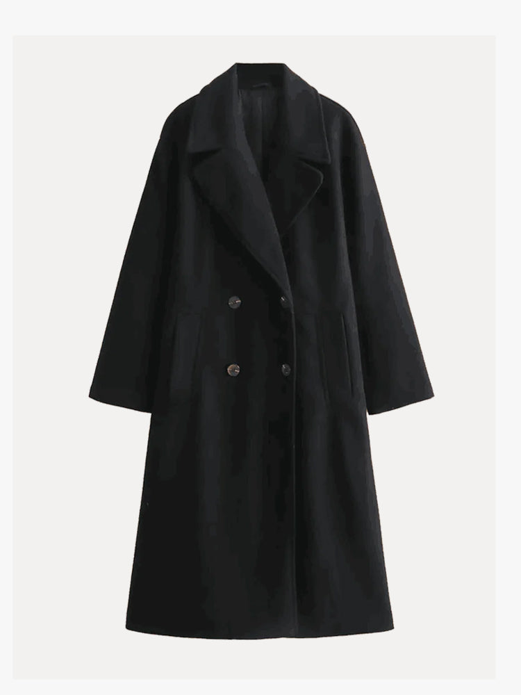 Women's Long Button Trench Coat – Tailored Classic Overcoat