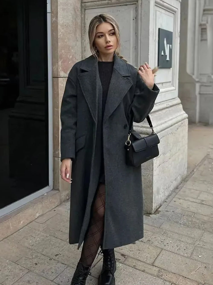 Women's Long Button Trench Coat – Tailored Classic Overcoat