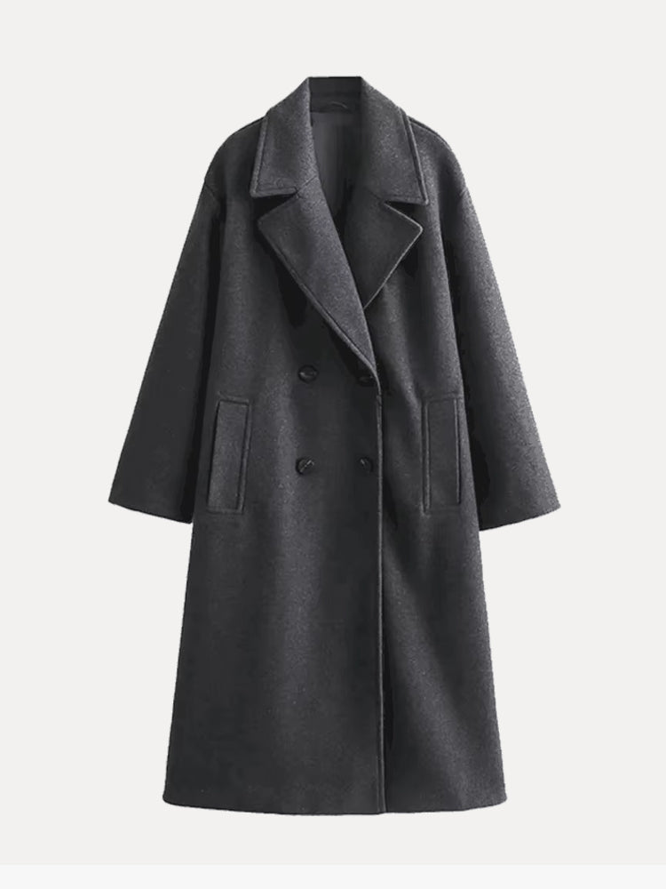 Women's Long Button Trench Coat – Tailored Classic Overcoat
