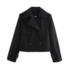 Women's Cropped Trench Coat – Short Double-Breasted Transitional Jacket