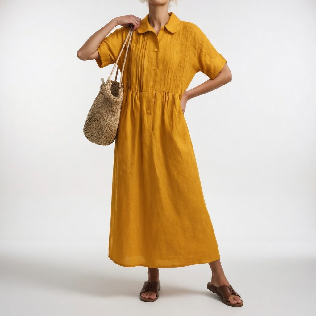 Women's Relaxed Shirt Dress – Button Front Flowy Day Dress