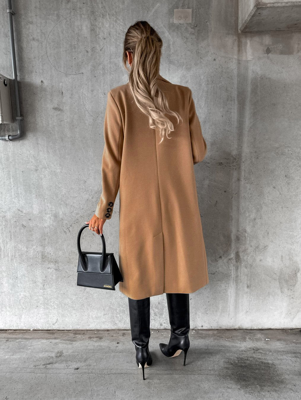 Women's Tailored Long Coat – Double-Breasted Winter Overcoat