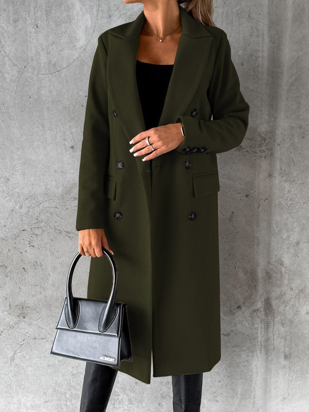 Women's Tailored Long Coat – Double-Breasted Winter Overcoat