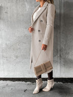 Women's Tailored Long Coat – Double-Breasted Winter Overcoat