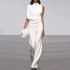 Women's Flowy Sleeveless Jumpsuit – Relaxed Wide Leg Occasion Jumpsuit