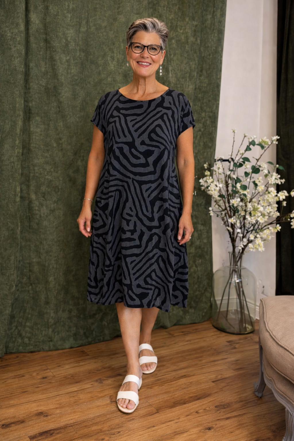 Women's Relaxed Everyday Midi Dress – Flowy Day-to-Night Occasion Dress