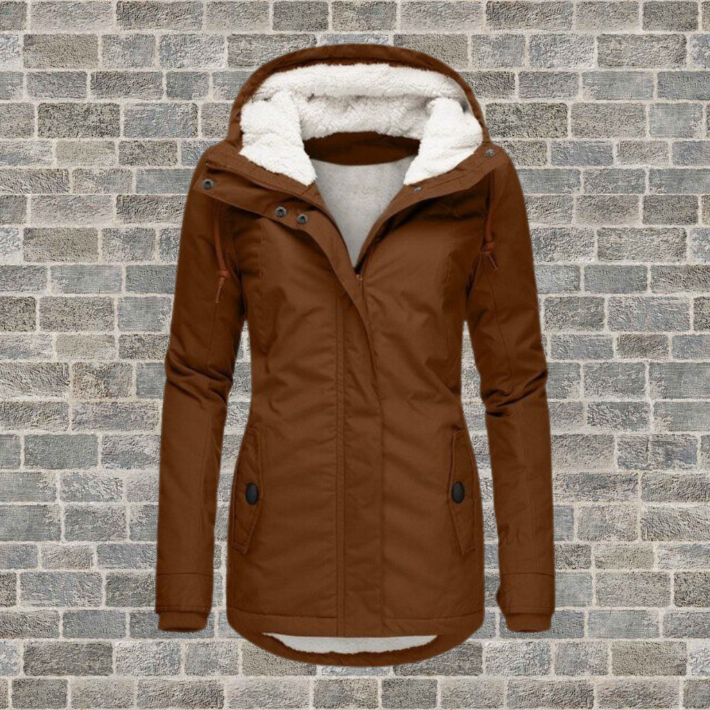 Women's Pleated Hooded Winter Coat – Button Front Longline Pocket Coat