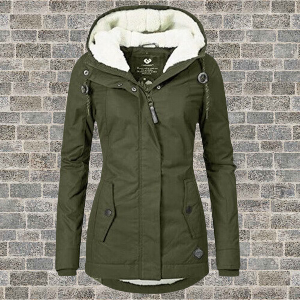 Women's Pleated Hooded Winter Coat – Button Front Longline Pocket Coat